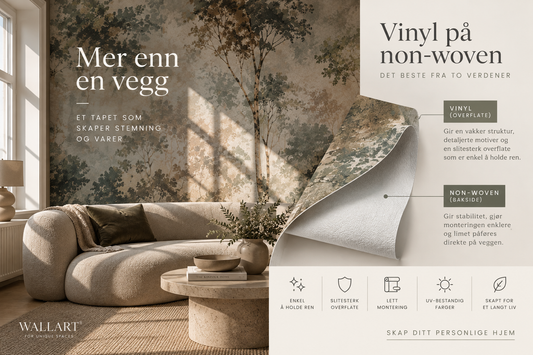 Hva er vinyl på non-woven – og hvorfor har våre tapeter denne oppbygningen?