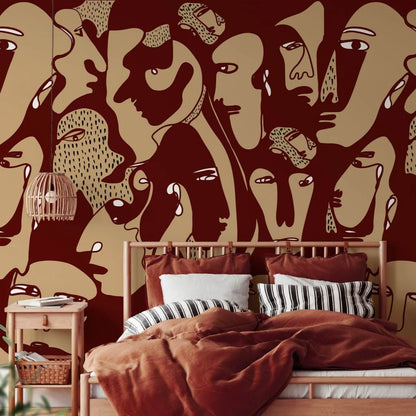 Tapet Faces Burgundy