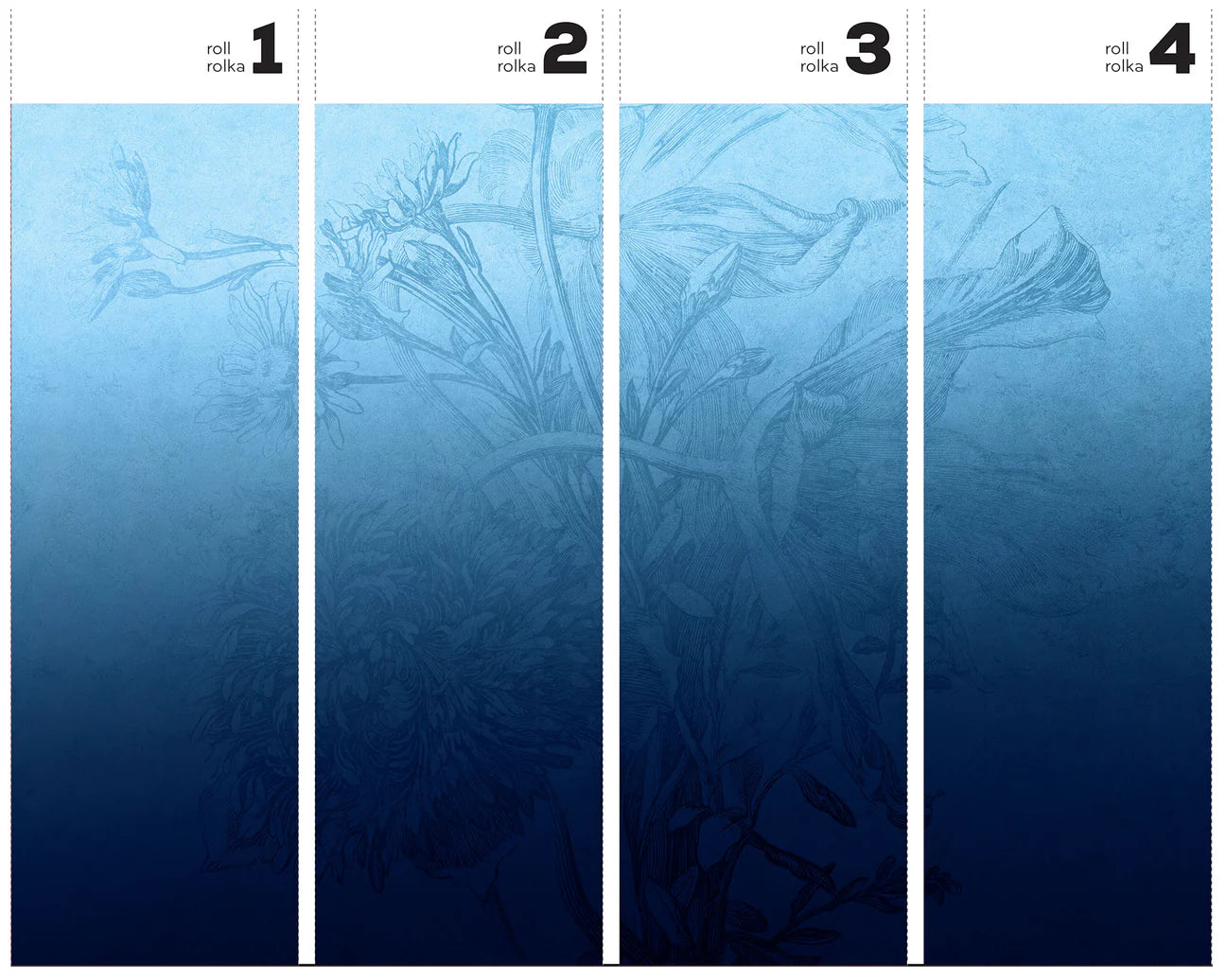 Tapet på rull Blue ombre flower